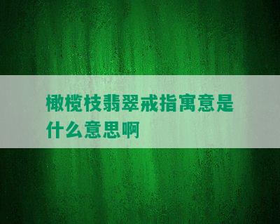 橄榄枝翡翠戒指寓意是什么意思啊