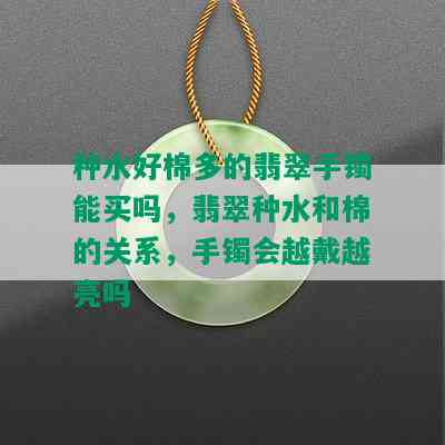 种水好棉多的翡翠手镯能买吗，翡翠种水和棉的关系，手镯会越戴越亮吗