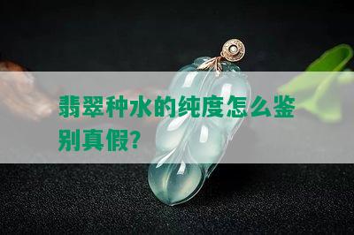 翡翠种水的纯度怎么鉴别真假？