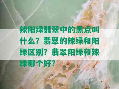 辣阳绿翡翠中的黑点叫什么？翡翠的辣绿和阳绿区别？翡翠阳绿和辣绿哪个好？