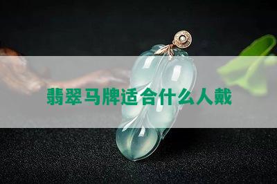 翡翠马牌适合什么人戴