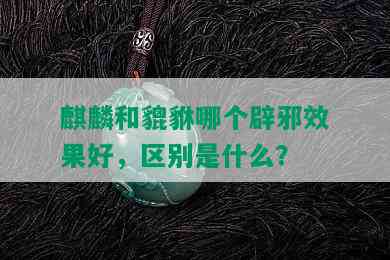 麒麟和貔貅哪个辟邪效果好，区别是什么？