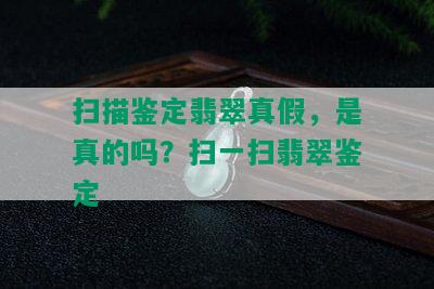 扫描鉴定翡翠真假，是真的吗？扫一扫翡翠鉴定