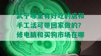 武宁哪里有好吃的店和手工活可带回家做的？修电脑和买狗市场在哪？