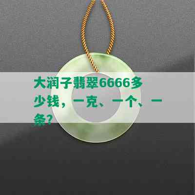 大润子翡翠6666多少钱，一克、一个、一条？