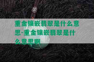 重金镶嵌翡翠是什么意思-重金镶嵌翡翠是什么意思啊