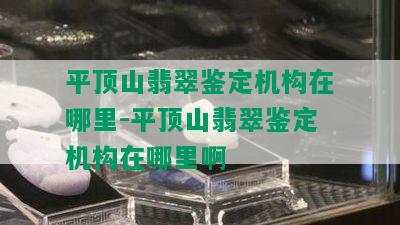 平顶山翡翠鉴定机构在哪里-平顶山翡翠鉴定机构在哪里啊