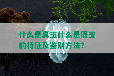 什么是真玉什么是假玉的特征及鉴别方法？