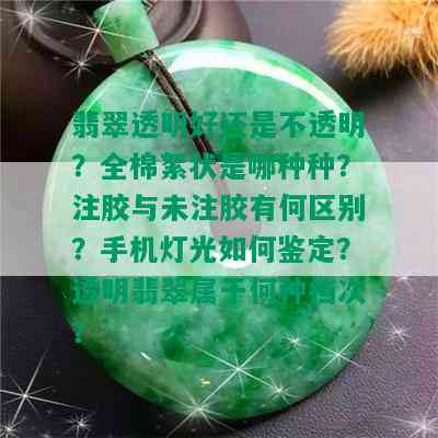 翡翠透明好还是不透明？全棉絮状是哪种种？注胶与未注胶有何区别？手机灯光如何鉴定？透明翡翠属于何种档次？