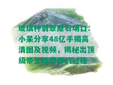 玻璃种翡翠原石场口：小呆分享48亿手镯高清图及视频，揭秘出顶级帝王绿翡翠的过程