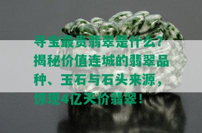 寻宝最贵翡翠是什么？揭秘价值连城的翡翠品种、玉石与石头来源，惊现4亿天价翡翠！