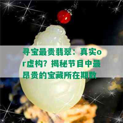 寻宝最贵翡翠：真实or虚构？揭秘节目中最昂贵的宝藏所在期数