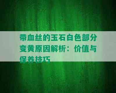 带血丝的玉石白色部分变黄原因解析：价值与保养技巧