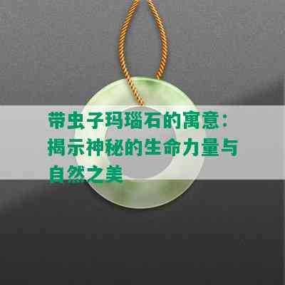 带虫子玛瑙石的寓意：揭示神秘的生命力量与自然之美