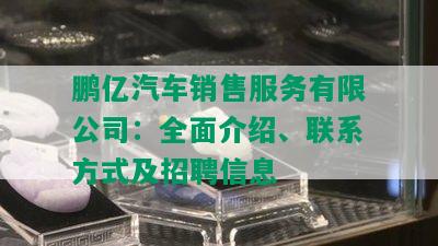 鹏亿汽车销售服务有限公司：全面介绍、联系方式及招聘信息