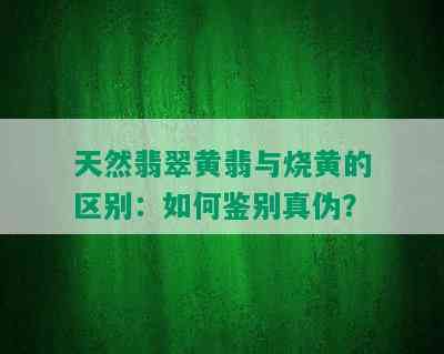 天然翡翠黄翡与烧黄的区别：如何鉴别真伪？