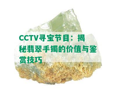 CCTV寻宝节目：揭秘翡翠手镯的价值与鉴赏技巧