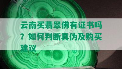 云南买翡翠佛有证书吗？如何判断真伪及购买建议