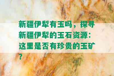 新疆伊犁有玉吗，探寻新疆伊犁的玉石资源：这里是否有珍贵的玉矿？