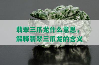 翡翠三爪龙什么意思，解释翡翠三爪龙的含义