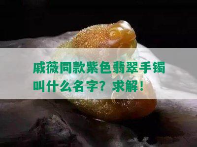 戚薇同款紫色翡翠手镯叫什么名字？求解！