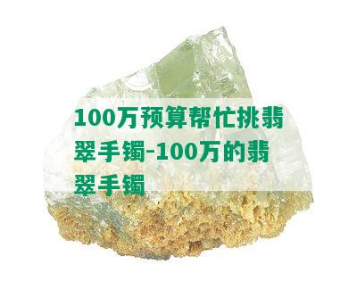 100万预算帮忙挑翡翠手镯-100万的翡翠手镯