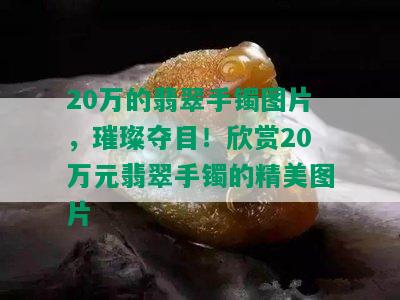 20万的翡翠手镯图片，璀璨夺目！欣赏20万元翡翠手镯的精美图片