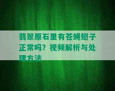 翡翠原石里有苍蝇翅子正常吗？视频解析与处理方法