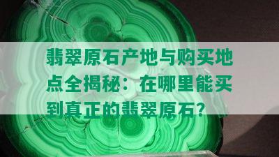 翡翠原石产地与购买地点全揭秘：在哪里能买到真正的翡翠原石？