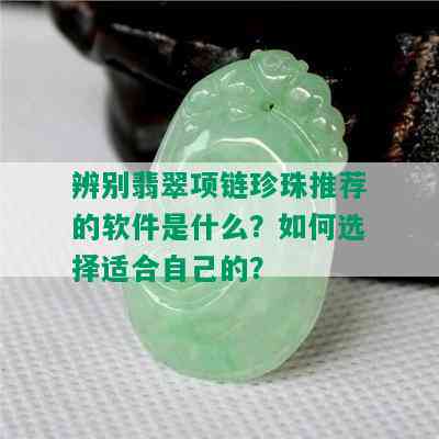 辨别翡翠项链珍珠推荐的软件是什么？如何选择适合自己的？