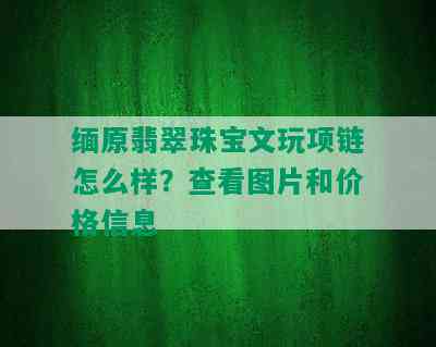 缅原翡翠珠宝文玩项链怎么样？查看图片和价格信息