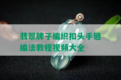 翡翠牌子编织扣头手链编法教程视频大全