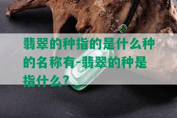 翡翠的种指的是什么种的名称有-翡翠的种是指什么?