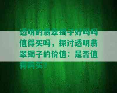 透明的翡翠镯子好吗吗值得买吗，探讨透明翡翠镯子的价值：是否值得购买？