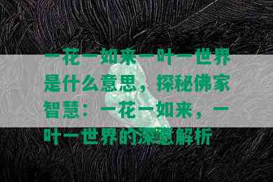 一花一如来一叶一世界是什么意思，探秘佛家智慧：一花一如来，一叶一世界的深意解析