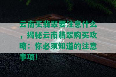 云南买翡翠要注意什么，揭秘云南翡翠购买攻略：你必须知道的注意事项！