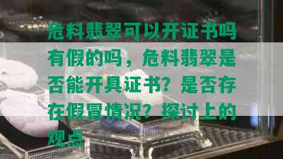 危料翡翠可以开证书吗有假的吗，危料翡翠是否能开具证书？是否存在假冒情况？探讨上的观点