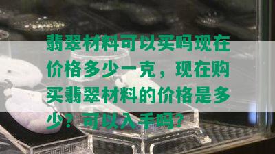 翡翠材料可以买吗现在价格多少一克，现在购买翡翠材料的价格是多少？可以入手吗？