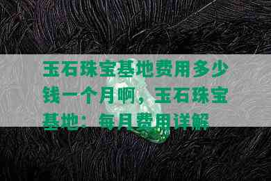 玉石珠宝基地费用多少钱一个月啊，玉石珠宝基地：每月费用详解