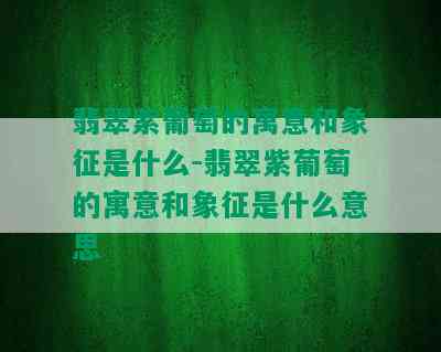 翡翠紫葡萄的寓意和象征是什么-翡翠紫葡萄的寓意和象征是什么意思