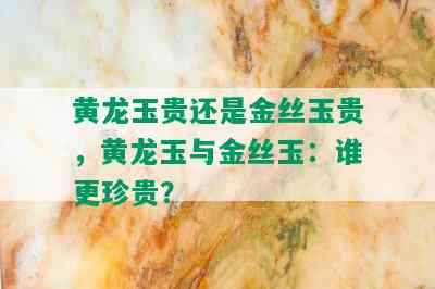 黄龙玉贵还是金丝玉贵，黄龙玉与金丝玉：谁更珍贵？