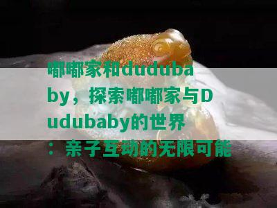 嘟嘟家和dudubaby，探索嘟嘟家与Dudubaby的世界：亲子互动的无限可能