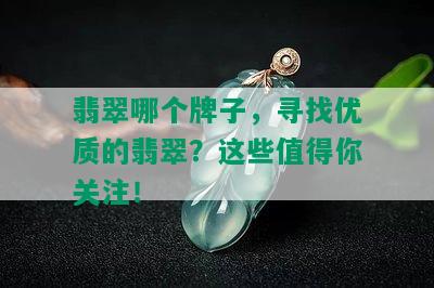 翡翠哪个牌子，寻找优质的翡翠？这些值得你关注！