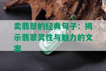 卖翡翠的经典句子：揭示翡翠灵性与魅力的文案