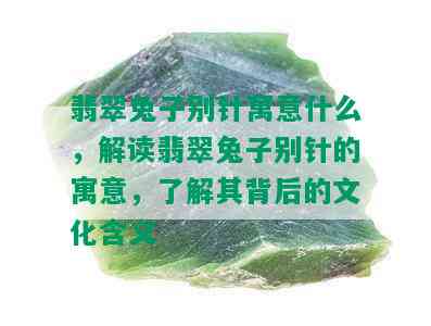 翡翠兔子别针寓意什么，解读翡翠兔子别针的寓意，了解其背后的文化含义