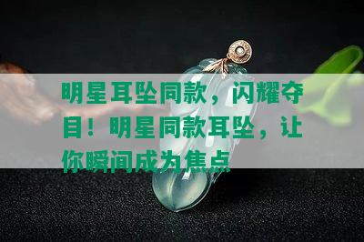 明星耳坠同款，闪耀夺目！明星同款耳坠，让你瞬间成为焦点