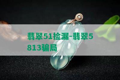 翡翠51捡漏-翡翠5813骗局