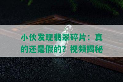 小伙发现翡翠碎片：真的还是假的？视频揭秘