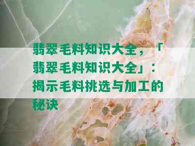 翡翠毛料知识大全，「翡翠毛料知识大全」：揭示毛料挑选与加工的秘诀