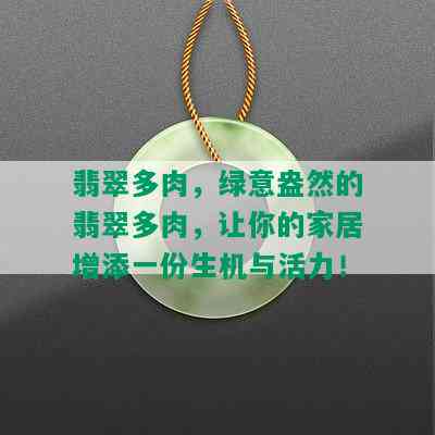 翡翠多肉，绿意盎然的翡翠多肉，让你的家居增添一份生机与活力！